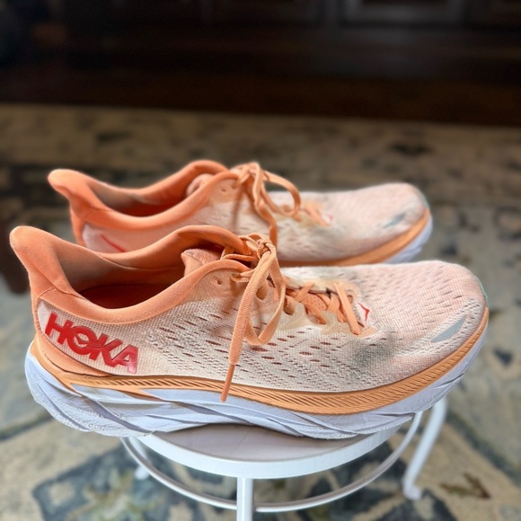 Hoka Shoes - HOKA‎ Clifton 8 Women's Running Walking Peach Orange Size 9.5B Comfort